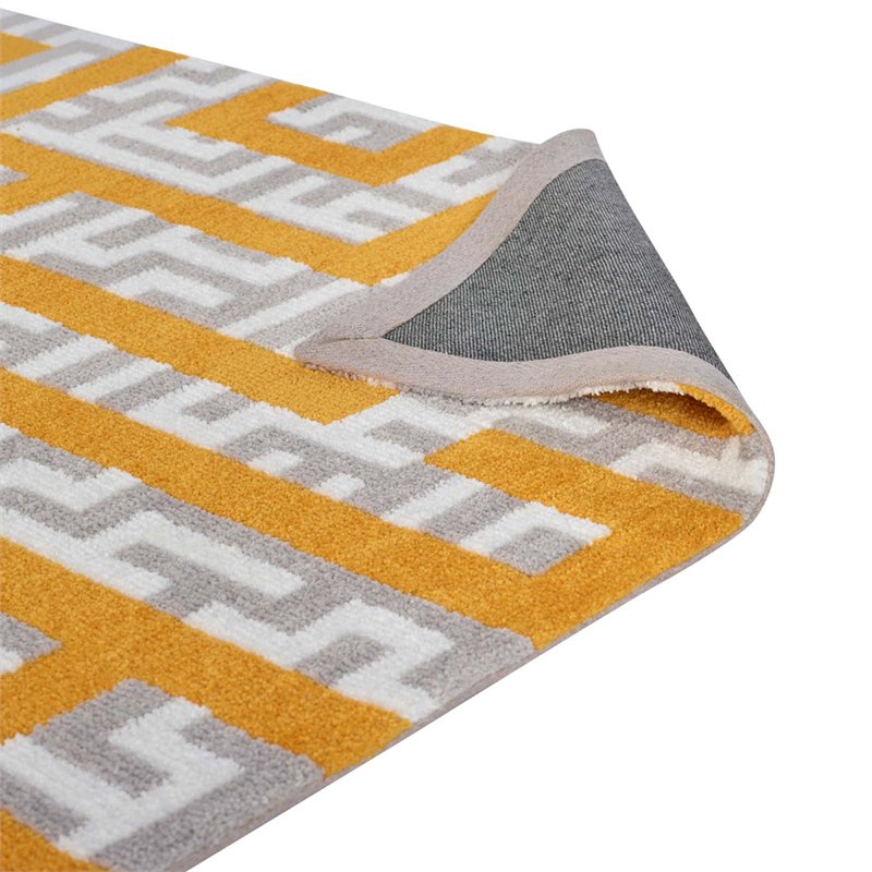 Modway Nahia Maze 5' x 8' Area Rug in Gray and Banana Yellow