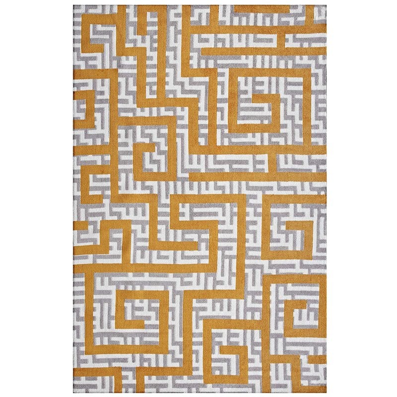 Modway Nahia Maze 5' x 8' Area Rug in Gray and Banana Yellow