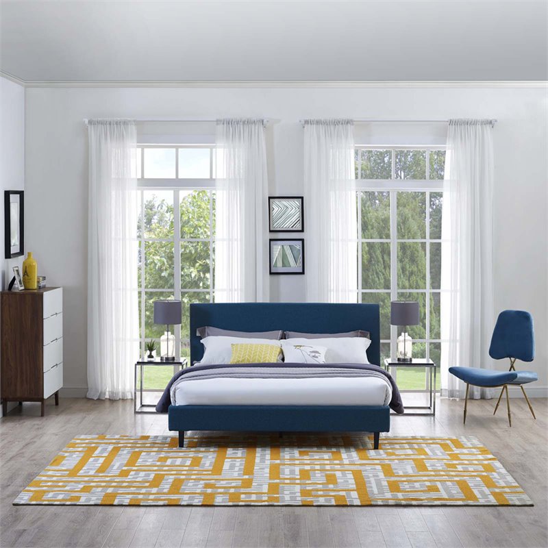 Modway Nahia Maze 8' x 10' Area Rug in Gray and Banana Yellow