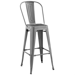 Modway Promenade 29.5&quot Modern Metal Bar Stool in Gunmetal Finish