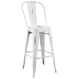 Modway Promenade 29.5&quot Modern Metal Bistro Bar Stool in White Finish