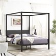Modway Raina Powder Coated Sturdy Steel Queen Canopy Bed Frame in Brown/Gray