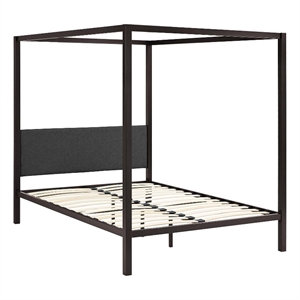 modway raina metal canopy bed in brown and gray