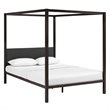 Modway Raina Powder Coated Sturdy Steel Queen Canopy Bed Frame in Brown/Gray