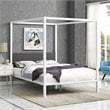 Modway Raina Powder Coated Sturdy Steel Queen Canopy Bed Frame in White/Gray