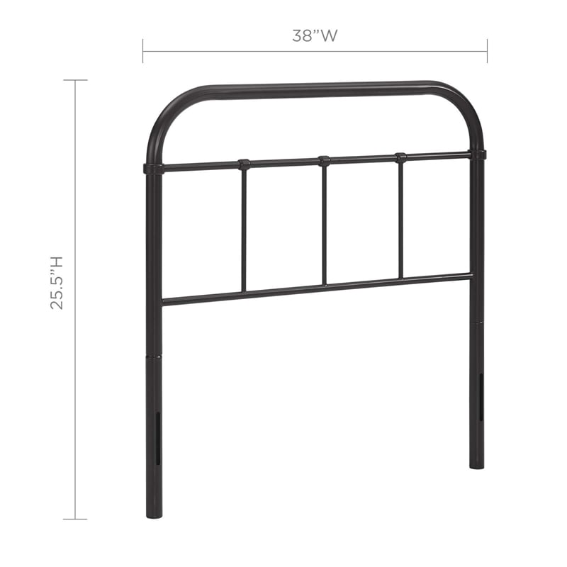 Modway Serena Twin Powder Coated Steel Headboard in Brown Finish