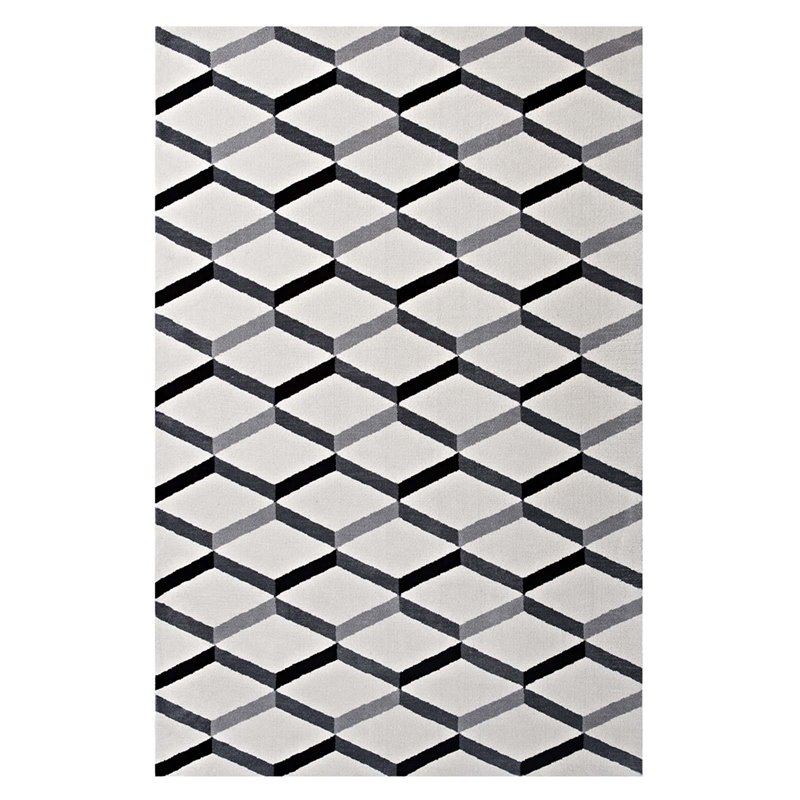 Modway Sigrun Geometric Chevron 8 X 10 Area Rug In Black And White