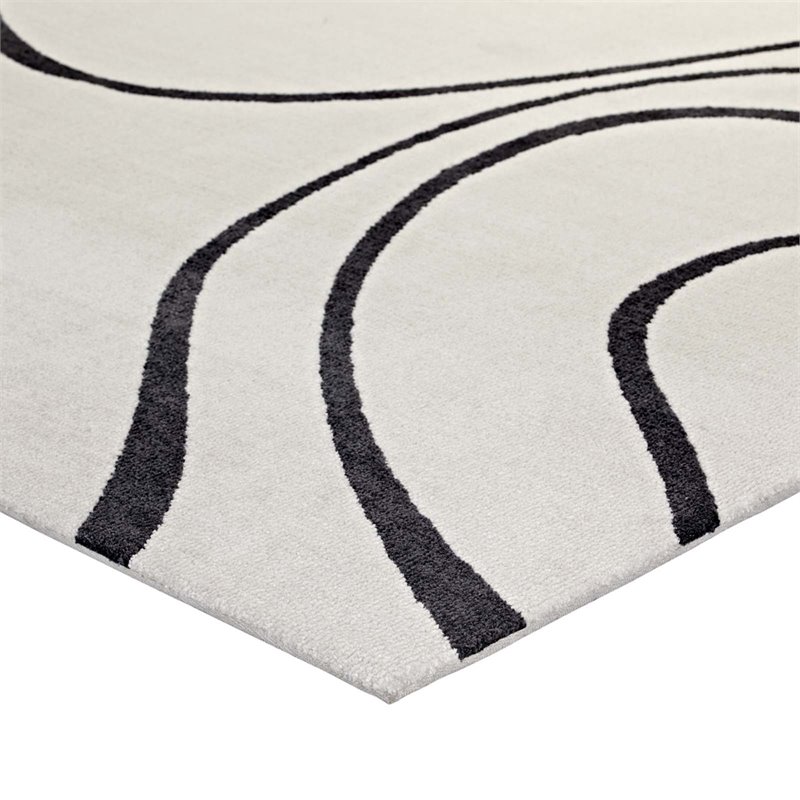 Modway Therese Abstract Swirl 5' x 8' Area Rug in Ivory and Charcoal