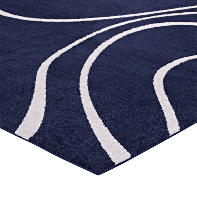 Modway Therese Abstract Swirl 5' x 8' Area Rug in Navy and Ivory