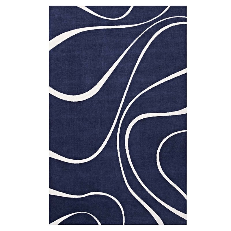 Modway Therese Abstract Swirl 5' x 8' Area Rug in Navy and Ivory