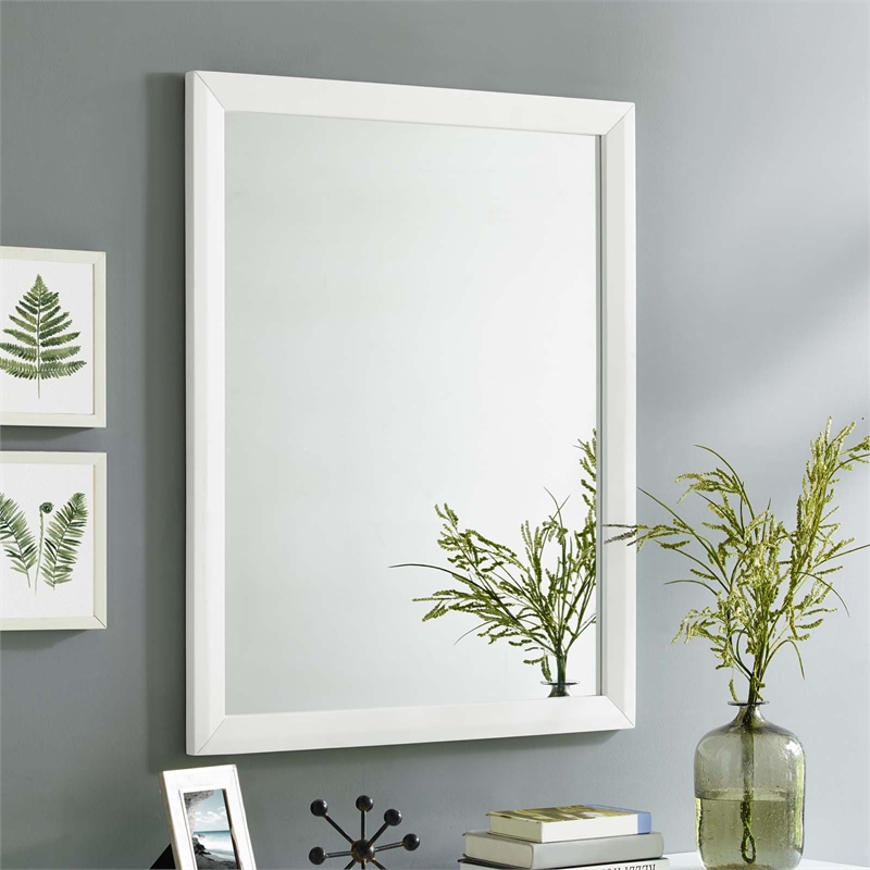 Modway Tracy Modern Style MDF and Rubberwood Mirror in White Finish