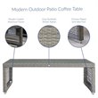 Modway Aura Modern Rattan & Glass Top Patio Coffee Table in Gray