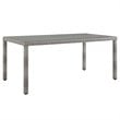 Modway Aura Rectangle Rattan & Glass Top Patio Dining Table in Gray