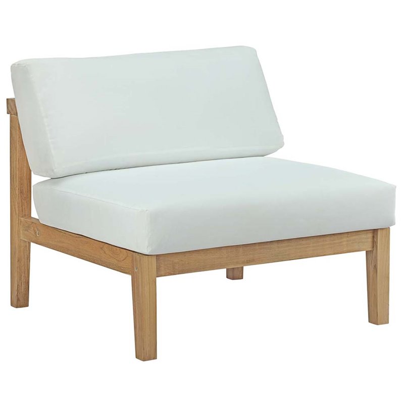 Modway Bayport 4-Piece Wood Patio Armless Sofa Set in Natural and White
