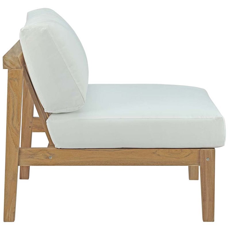 Modway Bayport 4-Piece Wood Patio Armless Sofa Set in Natural and White