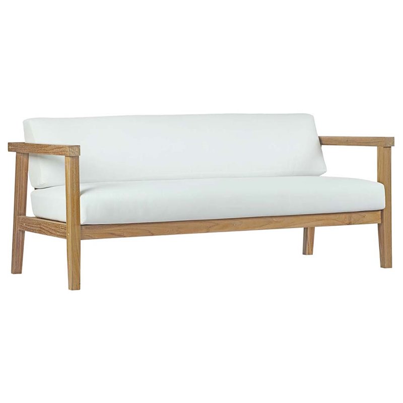 Modway Bayport 6-Piece Wood Patio Sofa Set in Natural and White