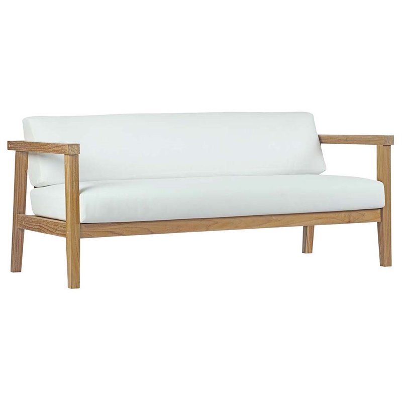 Modway Bayport 8-Piece Wood Patio Sofa Set in Natural and White