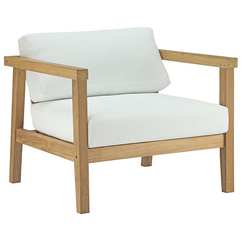 Modway Bayport 8-Piece Wood Patio Sofa Set in Natural and White