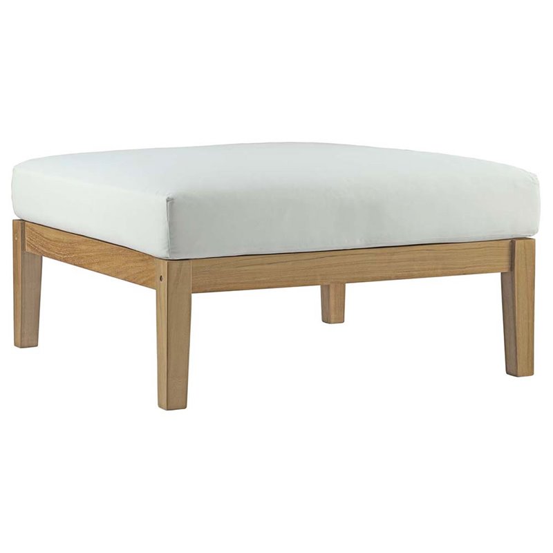 Modway Bayport 8-Piece Wood Patio Sofa Set in Natural and White