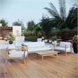 Modway Bayport 4-Piece Wood Patio Sofa Set in Natural and White