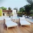 Modway Bayport 5-Piece Wood Patio Conversation Set in Natural and White