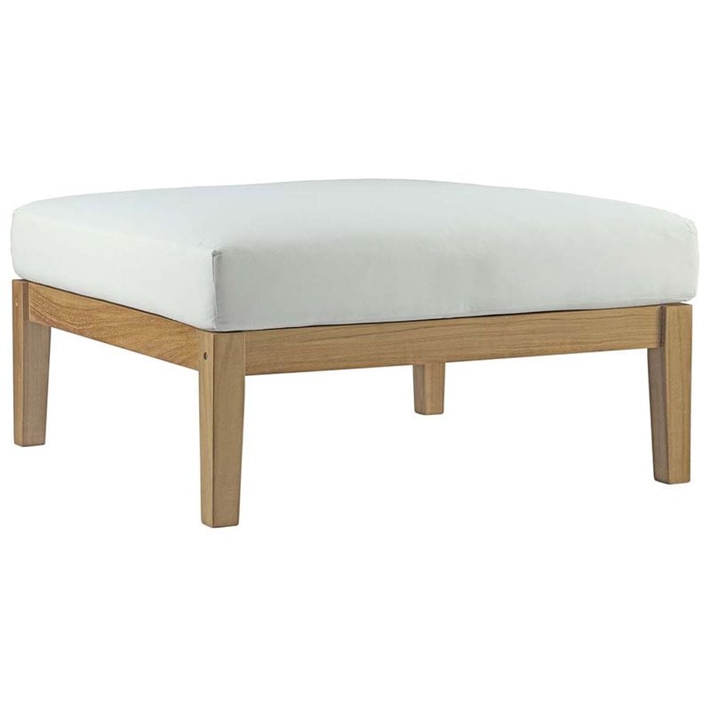 Modway Bayport 5-Piece Wood Patio Conversation Set in Natural and White