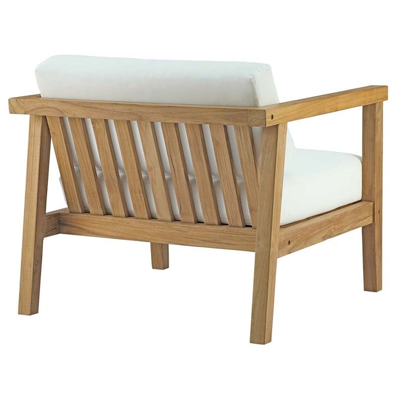 Modway Bayport 5-Piece Wood Patio Conversation Set in Natural and White