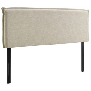 Modway Camille Queen Upholstered Polyester Fabric Headboard in Beige