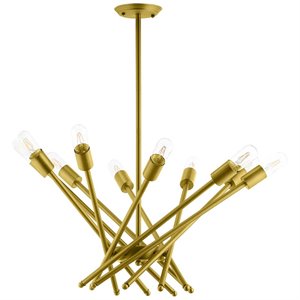 modway cherish 10 light metal chandelier in gold