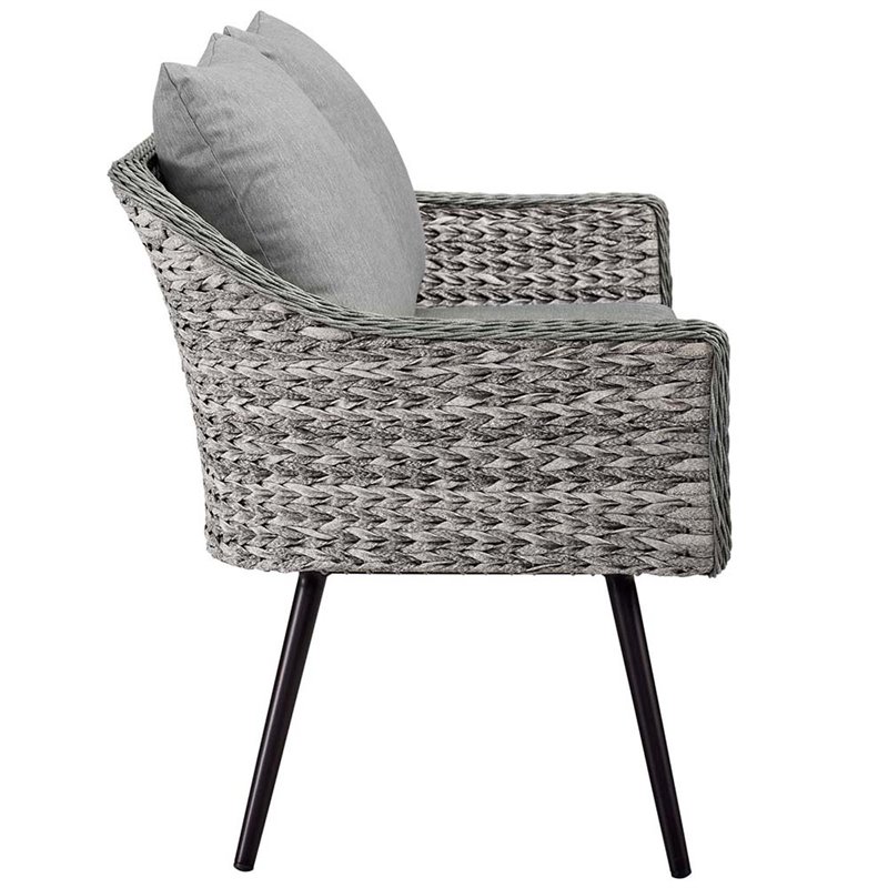 Modway Endeavor Aluminum & Fabric Outdoor Patio Loveseat in Gray