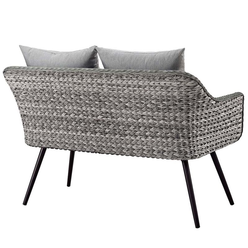 Modway Endeavor Aluminum & Fabric Outdoor Patio Loveseat in Gray