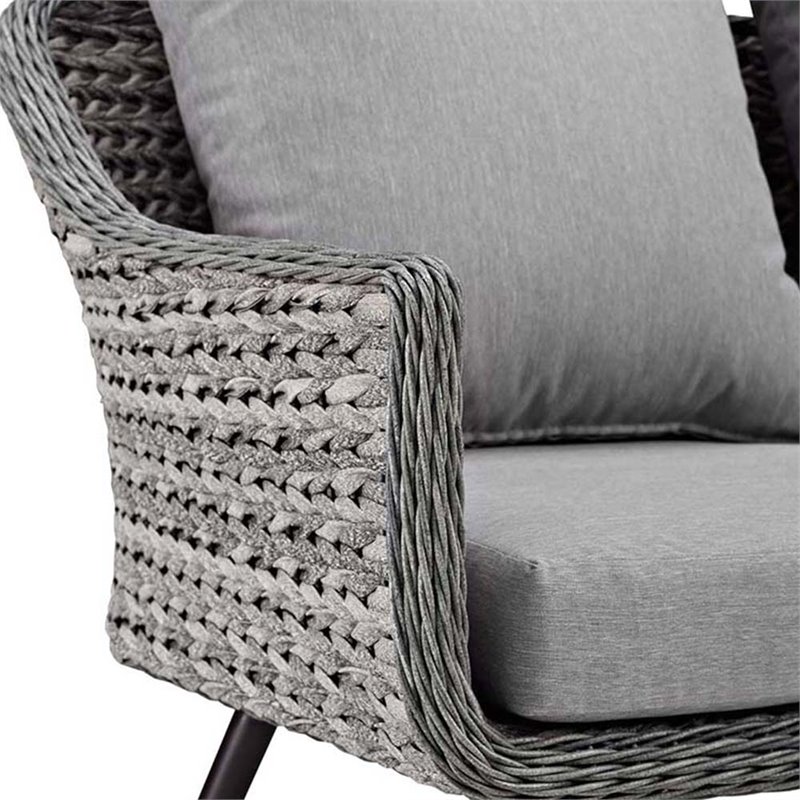 Modway Endeavor Aluminum & Fabric Outdoor Patio Loveseat in Gray