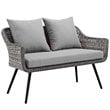 Modway Endeavor Aluminum & Fabric Outdoor Patio Loveseat in Gray