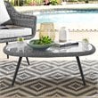 Modway Endeavor Rattan & Glass Top Patio Coffee Table in Gray and Black