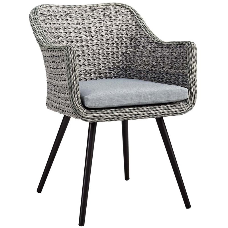 Modway Endeavor Patio Dining Arm Chair in Gray