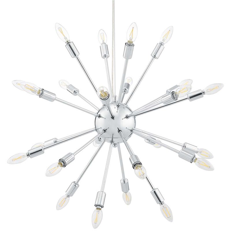 Modway Gamut 20-Light Modern Metal Chandelier in Chrome Finish