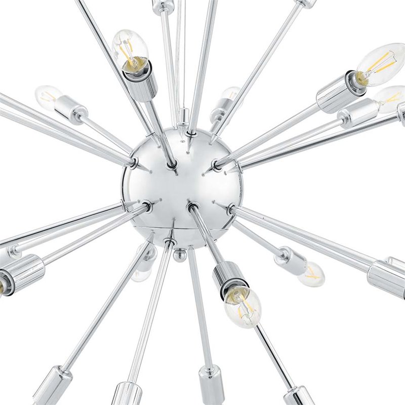 Modway Gamut 20-Light Modern Metal Chandelier in Chrome Finish