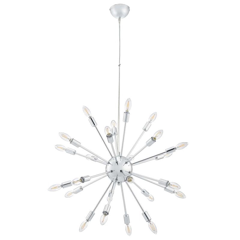 Modway Gamut 20-Light Modern Metal Chandelier in Chrome Finish