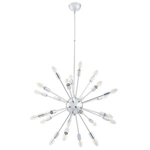 modway gamut 20 light metal chandelier in chrome