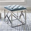 Modway Intersperse Tufted Velvet & Stainless Steel Ottoman in Silver/Sea Blue