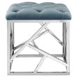 Modway Intersperse Tufted Velvet & Stainless Steel Ottoman in Silver/Sea Blue