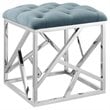 Modway Intersperse Tufted Velvet & Stainless Steel Ottoman in Silver/Sea Blue