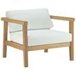 Modway Bayport Teak Wood Patio Chair in Natural and White (Set of 2)