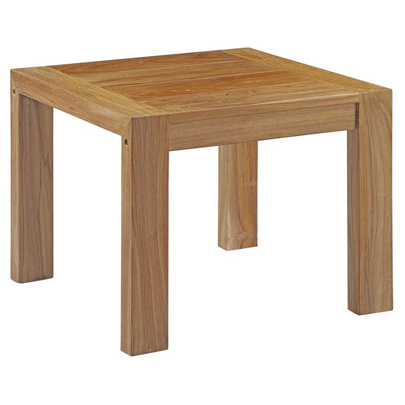 Modway Bayport 3-Piece Teak Wood Patio Conversation Set in Natural and White