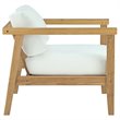 Modway Bayport 3-Piece Teak Wood Patio Conversation Set in Natural and White