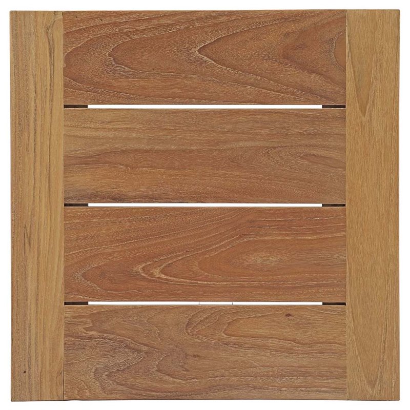 Modway Bayport 3-Piece Teak Wood Patio Conversation Set in Natural and White