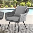 Modway Endeavor Modern Rattan Patio Arm Chair in Gray Finish