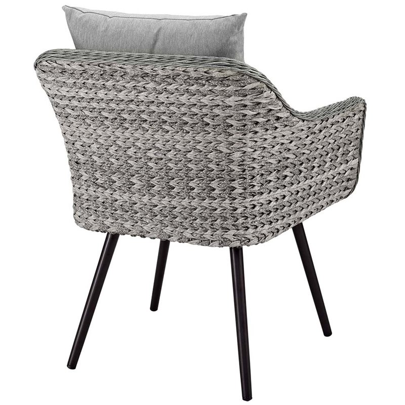 Modway Endeavor Modern Rattan Patio Arm Chair in Gray Finish