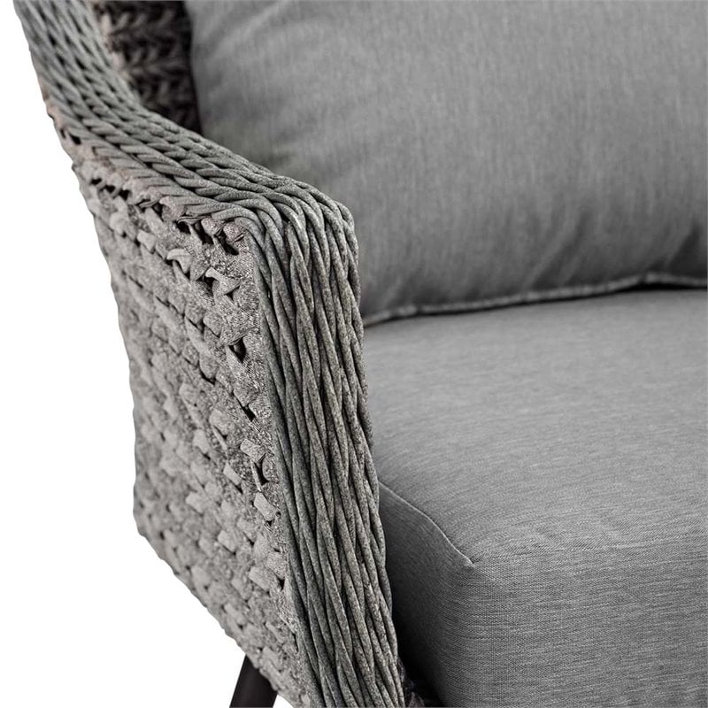 Modway Endeavor Modern Rattan Patio Arm Chair in Gray Finish