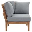 Modway Marina Modern Wood Outdoor Teak Corner Chair in Natural/Gray